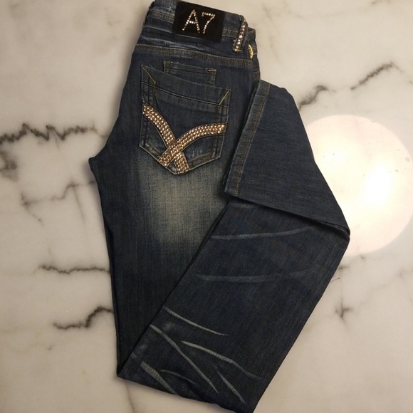 A7 Women Swarovski Crystal Jeans - Picture 1 of 2